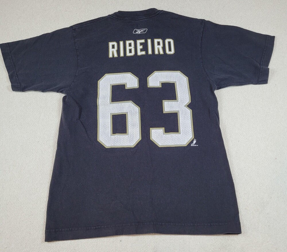 Dallas Stars Shirt Mens Small Black NHL Hockey Mike Ribeiro 63 Tee Reebok 18"PTP